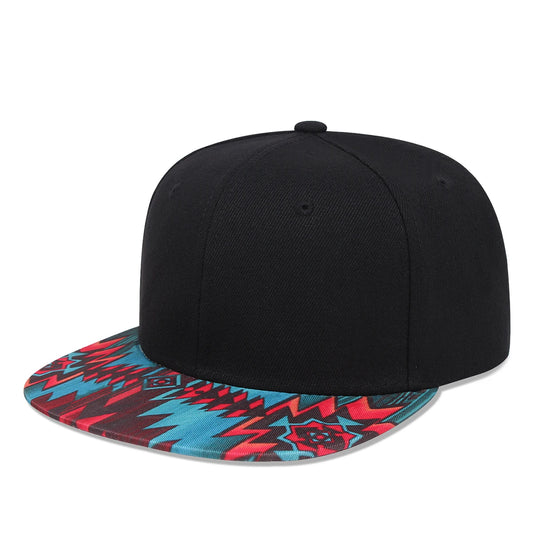 2024 New Women Hip Hop Flower Hat Brim Colorful Pattern Baseball Hat Straight Buckle Men Snapback Cap Outdoor Sports Sun Hats