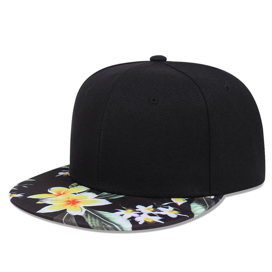 2024 New Women Hip Hop Flower Hat Brim Colorful Pattern Baseball Hat Straight Buckle Men Snapback Cap Outdoor Sports Sun Hats