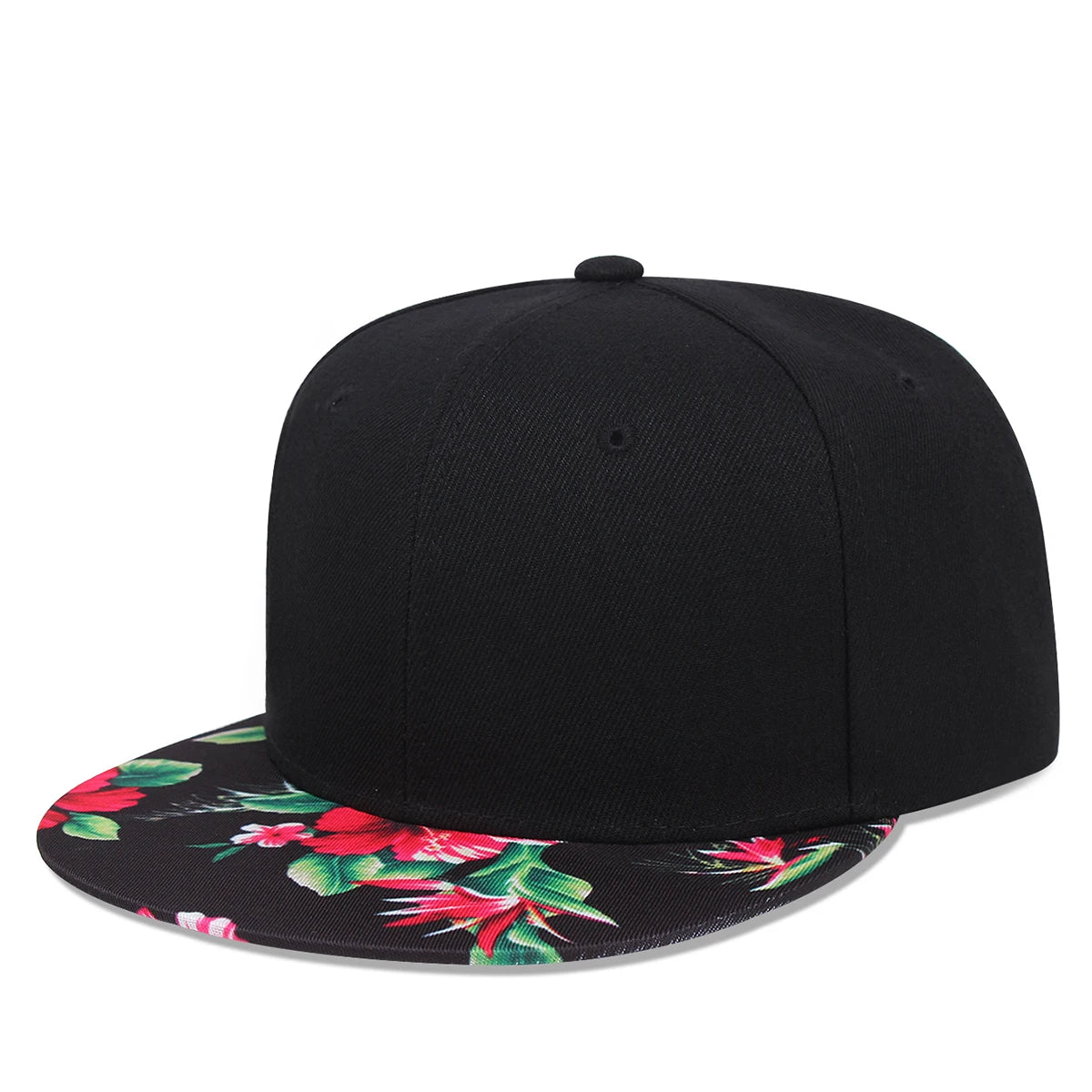 2024 New Women Hip Hop Flower Hat Brim Colorful Pattern Baseball Hat Straight Buckle Men Snapback Cap Outdoor Sports Sun Hats